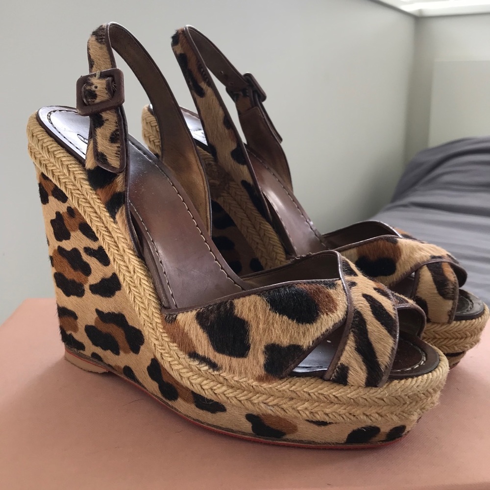 Christian Louboutin Ponyhair Wedge Sandals
